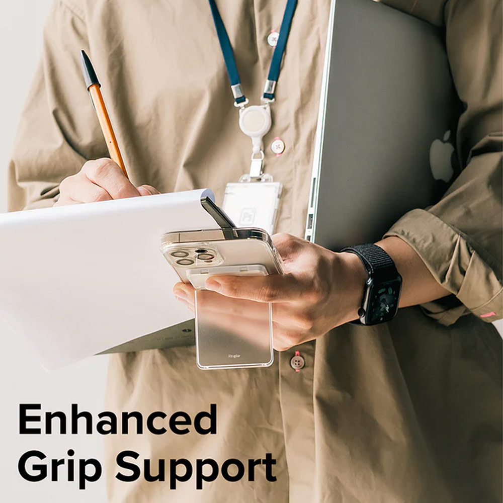 Picture of Ringke 2 in 1 Adhesive Card Holder Stand Slot Kickstand with High Quality PC Material for Smartphone (Clear Black)