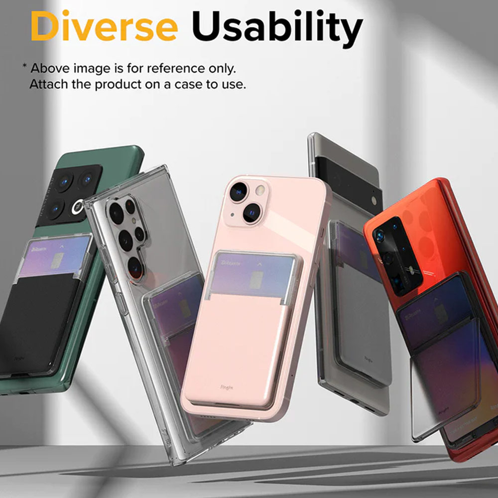 Picture of Ringke 2 in 1 Adhesive Card Holder Stand Slot Kickstand with High Quality PC Material for Smartphone (Clear Black)