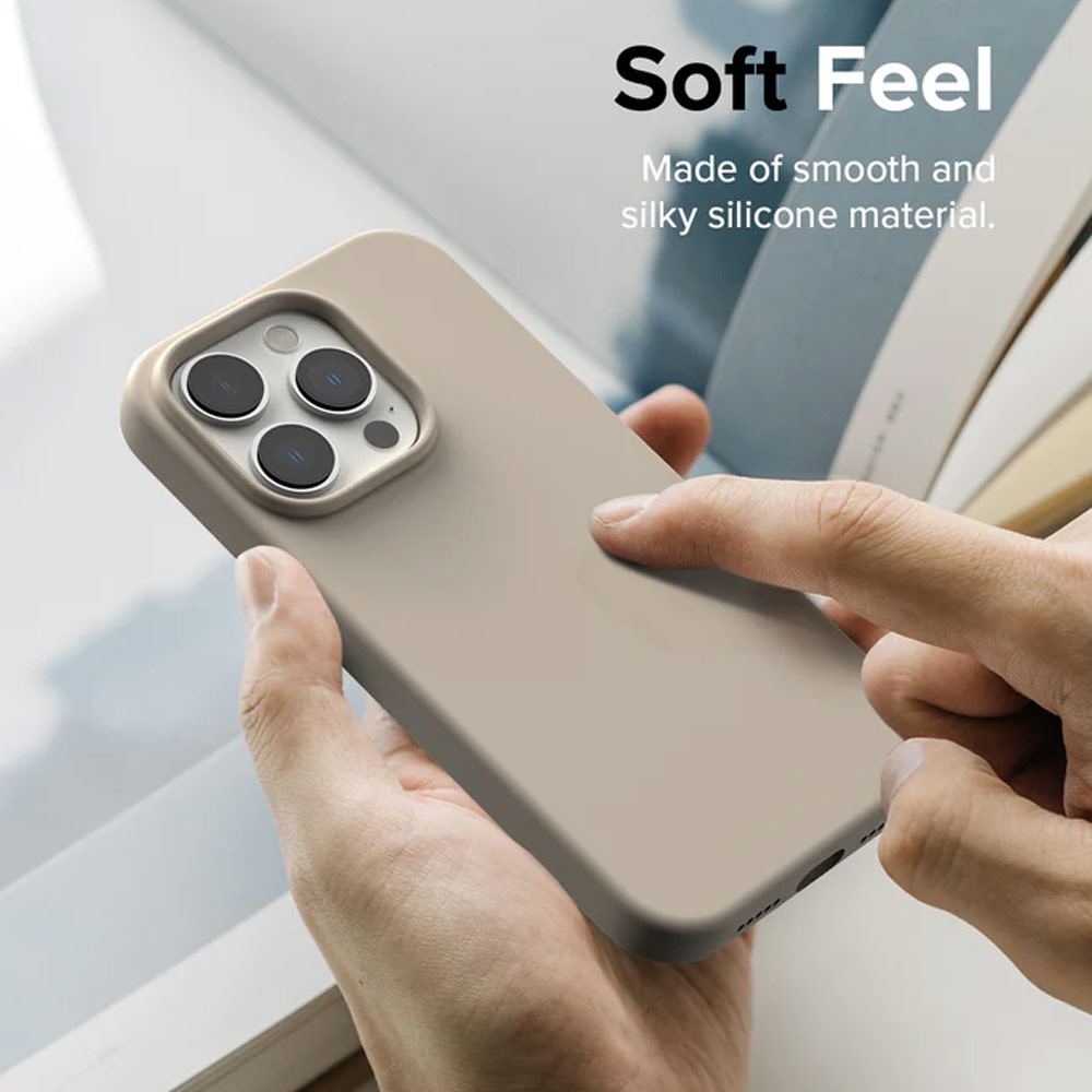 Picture of Apple iPhone 14 Pro 6.1 Case | Ringke Soft Liquid Silicone Protection Case for iPhone 14 Pro 6.1 (Stone)