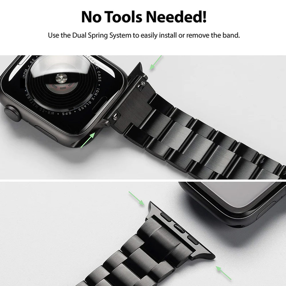 Picture of Apple Watch 42mm  | Ringke Stainless Steel Metal One Band Strap for Apple Watch Series 4 5 6 8 42mm 44mm 45mm 49mm Ultra (Silver)