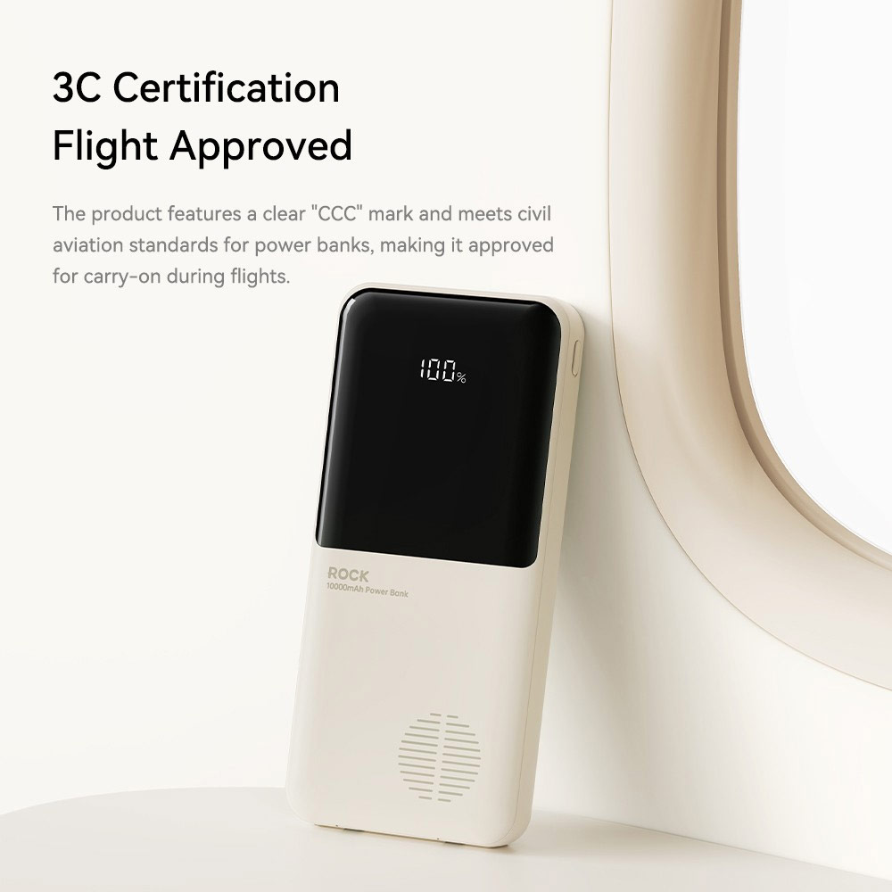 Picture of Rock CCC 3C Certified Power Bank Mini Compact Size PD 22.5W 10000mAh Travel Portable Small Palm Size Compact Mini CCC Power Bank powerbank with Multiple Built in Cable USB C USB L