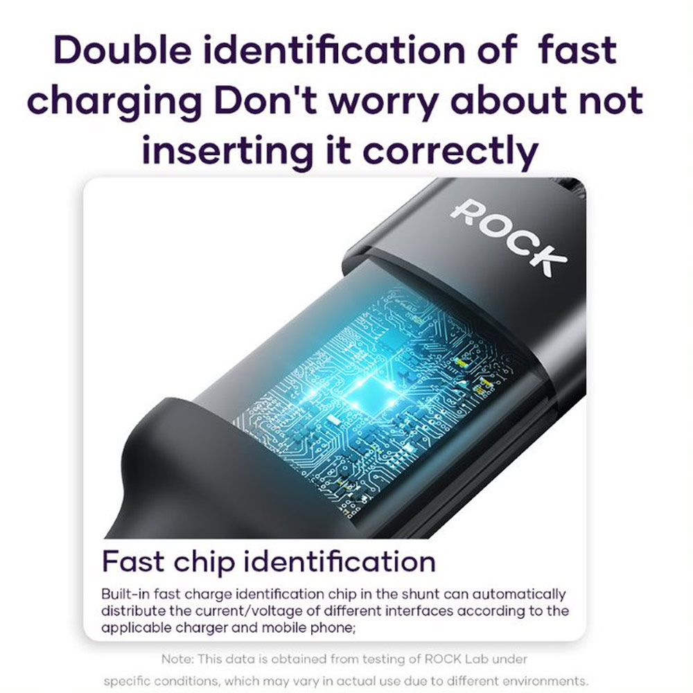 Picture of ROCK G20 3 in 1 USB Cable 100W Fast Charging Type C Micro PD Lightning Cable For iPhone  Xiaomi Samsung VOOC OPPO OnePlus Realme Fast Charge (Black)