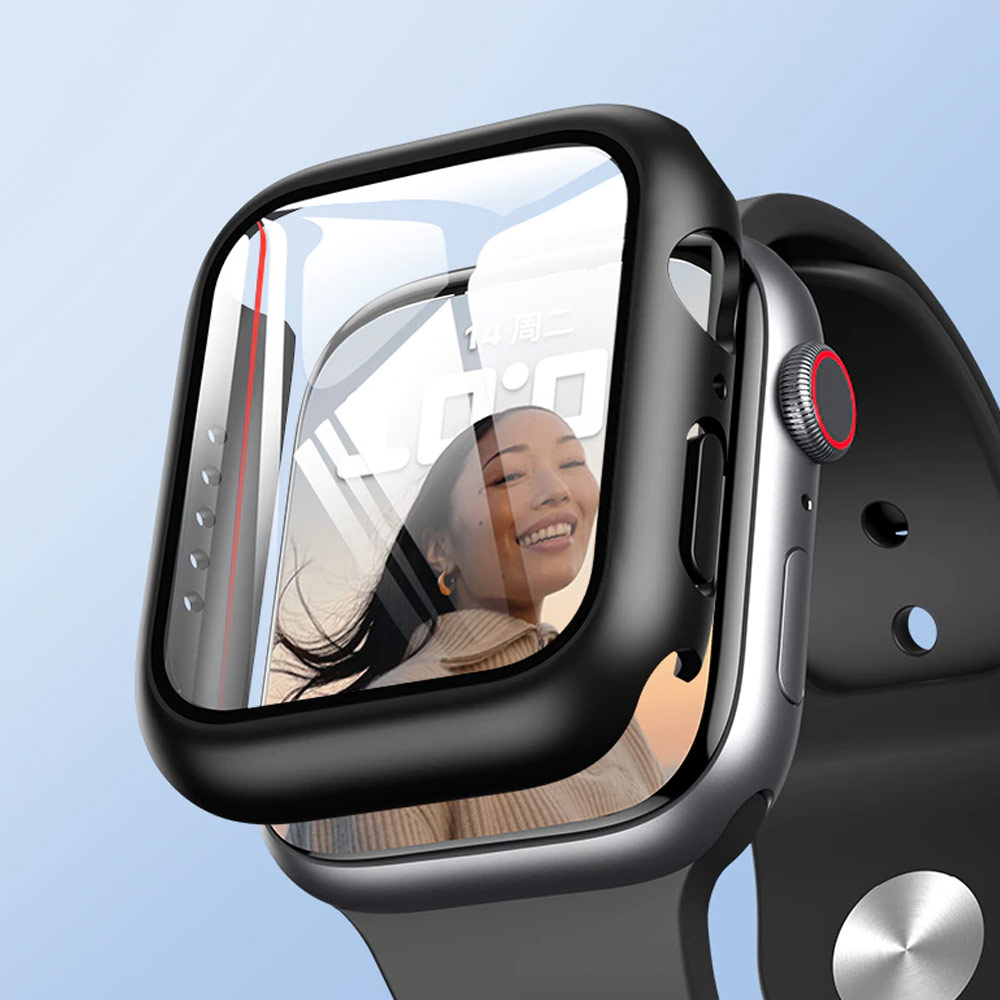 Picture of Apple Watch 45mm Case | Rock Integrated Case with High Sensitivity Touch 9H Tempered Glass for Apple Watch 45mm (Blue)