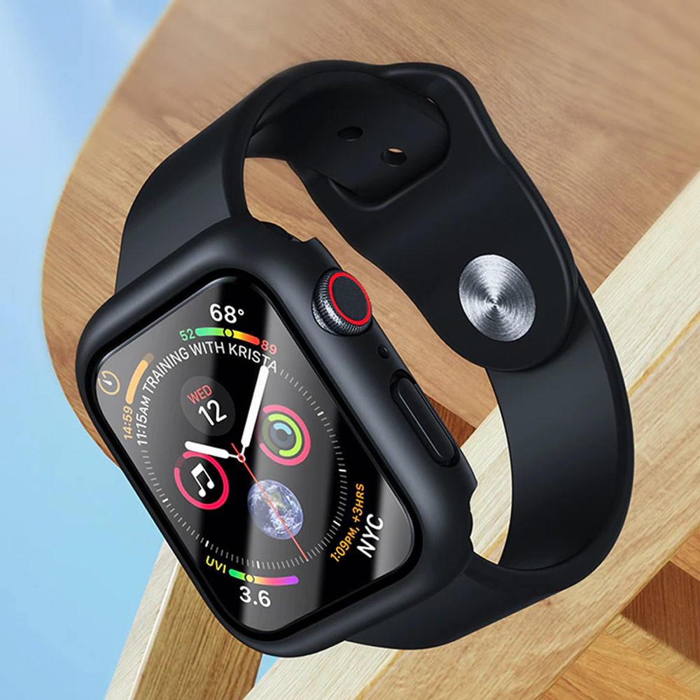 Picture of Apple Watch 45mm Case | Rock Integrated Case with High Sensitivity Touch 9H Tempered Glass for Apple Watch 45mm (Blue)