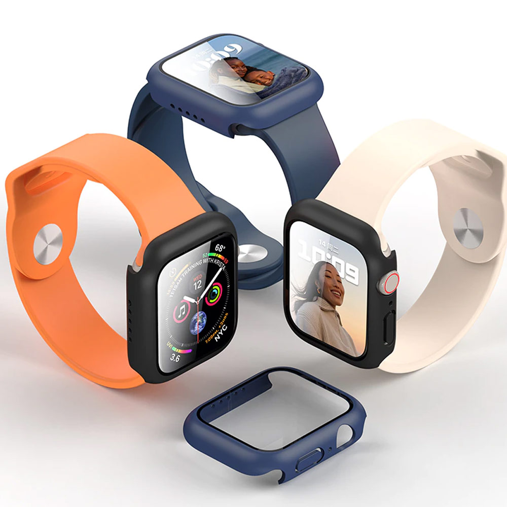 Picture of Apple Watch 45mm Case | Rock Integrated Case with High Sensitivity Touch 9H Tempered Glass for Apple Watch 45mm (Blue)