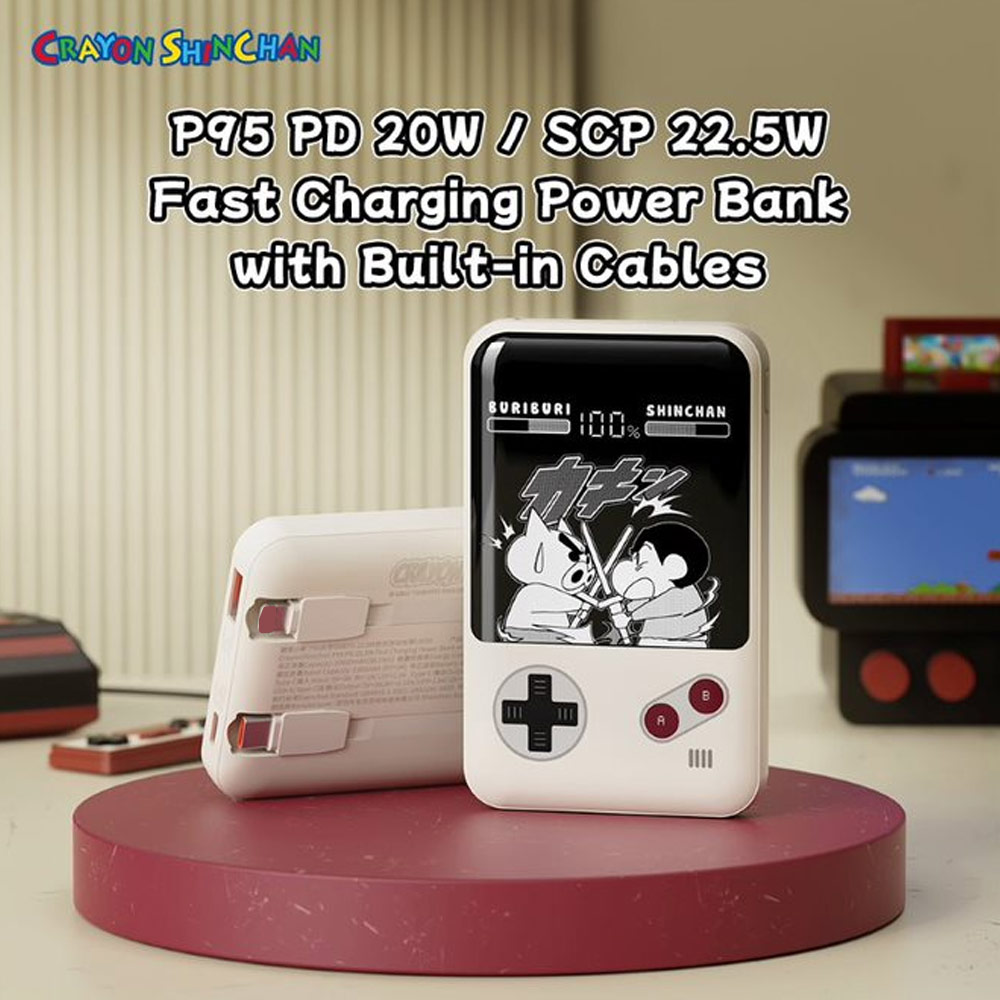 Picture of Rock CCC 3C Certified Power Bank Mini Compact Size PD 20W 20000mAh Travel Portable Small Palm Size Compact Mini Power Bank powerbank with Multiple Built in Cable USB C USB L (Crayon Shin Chan)