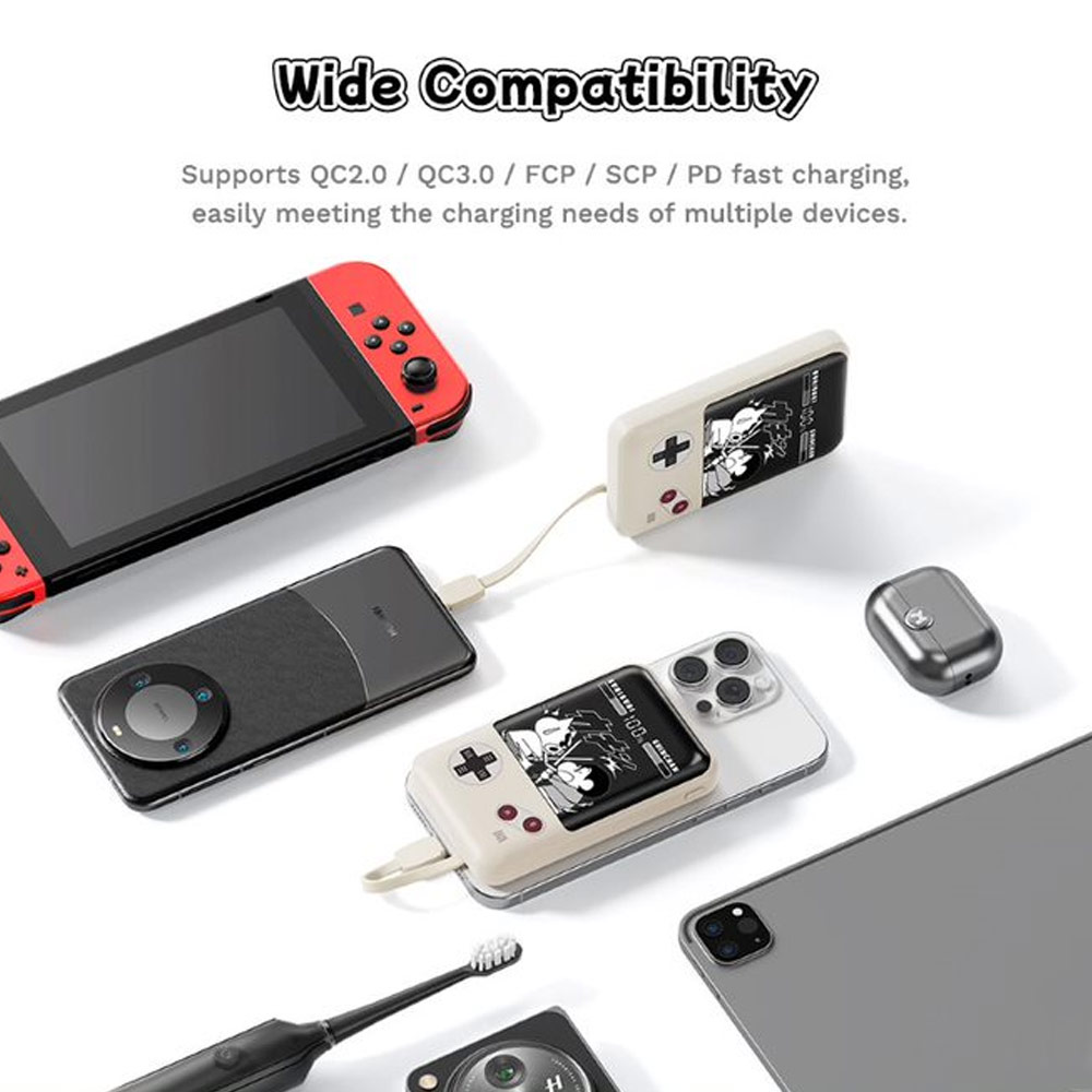 Picture of Rock CCC 3C Certified Power Bank Mini Compact Size PD 20W 20000mAh Travel Portable Small Palm Size Compact Mini Power Bank powerbank with Multiple Built in Cable USB C USB L (Crayon Shin Chan)