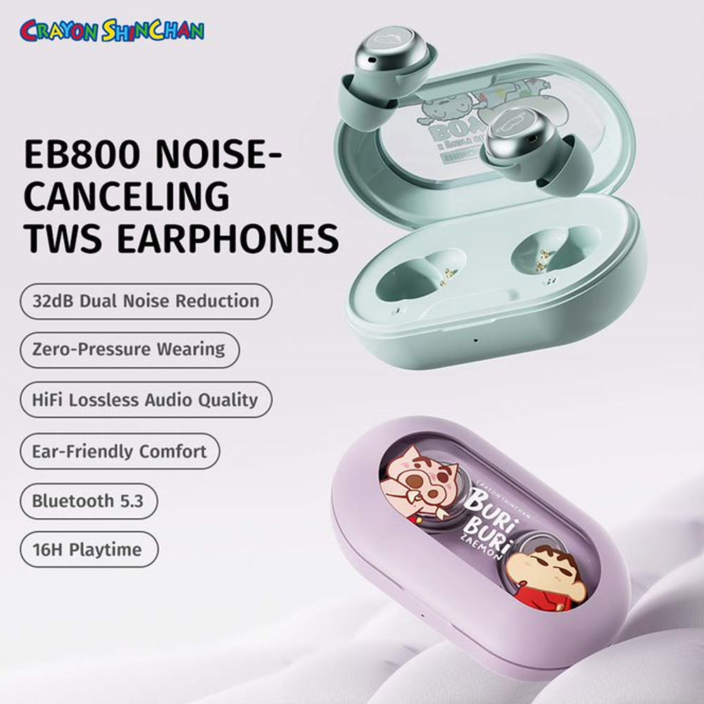 Picture of Rock EB800 TWS Bluetooth Earphones Earphone Music Call Noise Cancellation (Crayon Shin Chan Green)