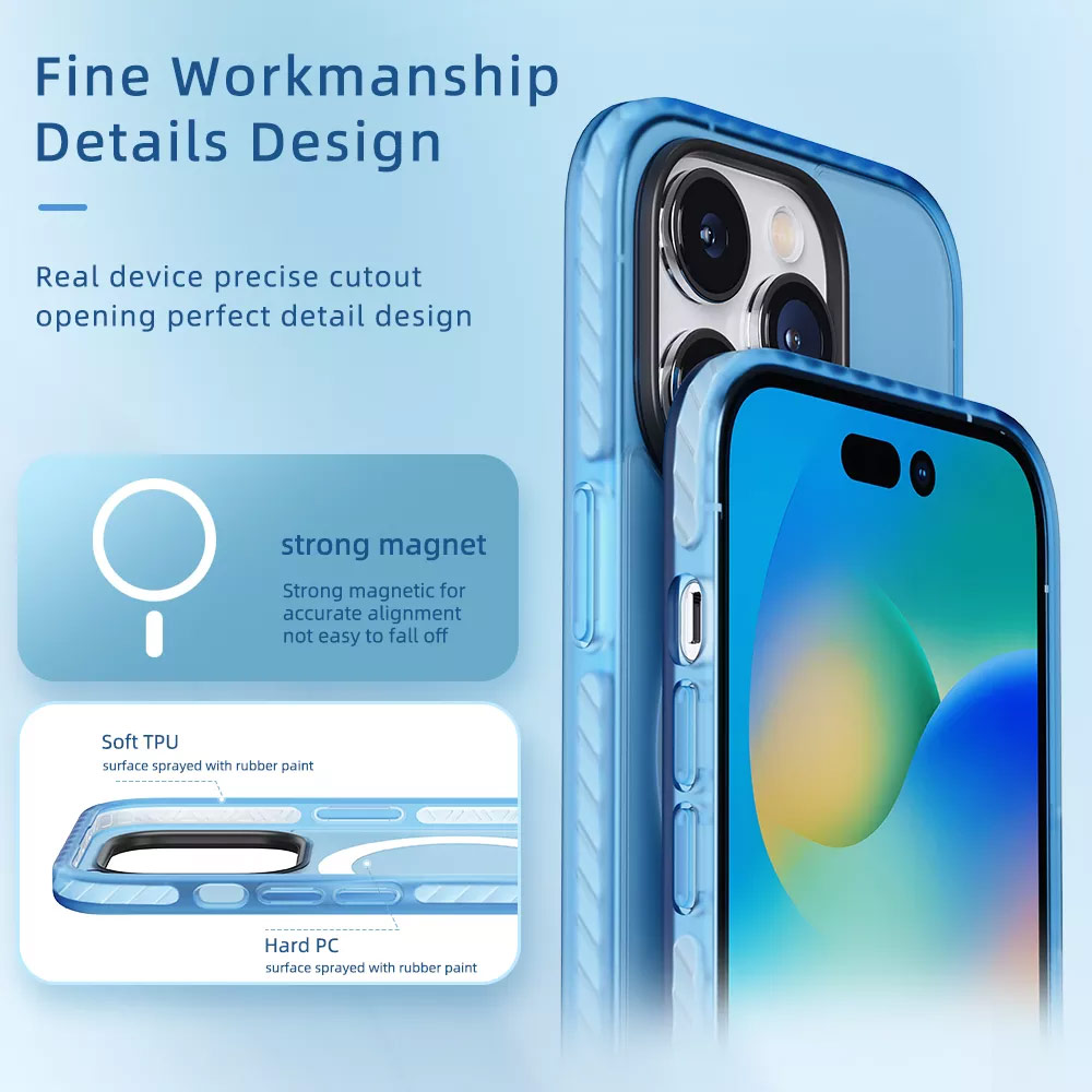 Picture of Apple iPhone 14 Pro 6.1 Case | Rock Double Layered Armor Shield Protection Anti Finger Print Drop Protection Magsafe Compatible Case for iPhone 14 Pro 6.1 (Matte Purple)
