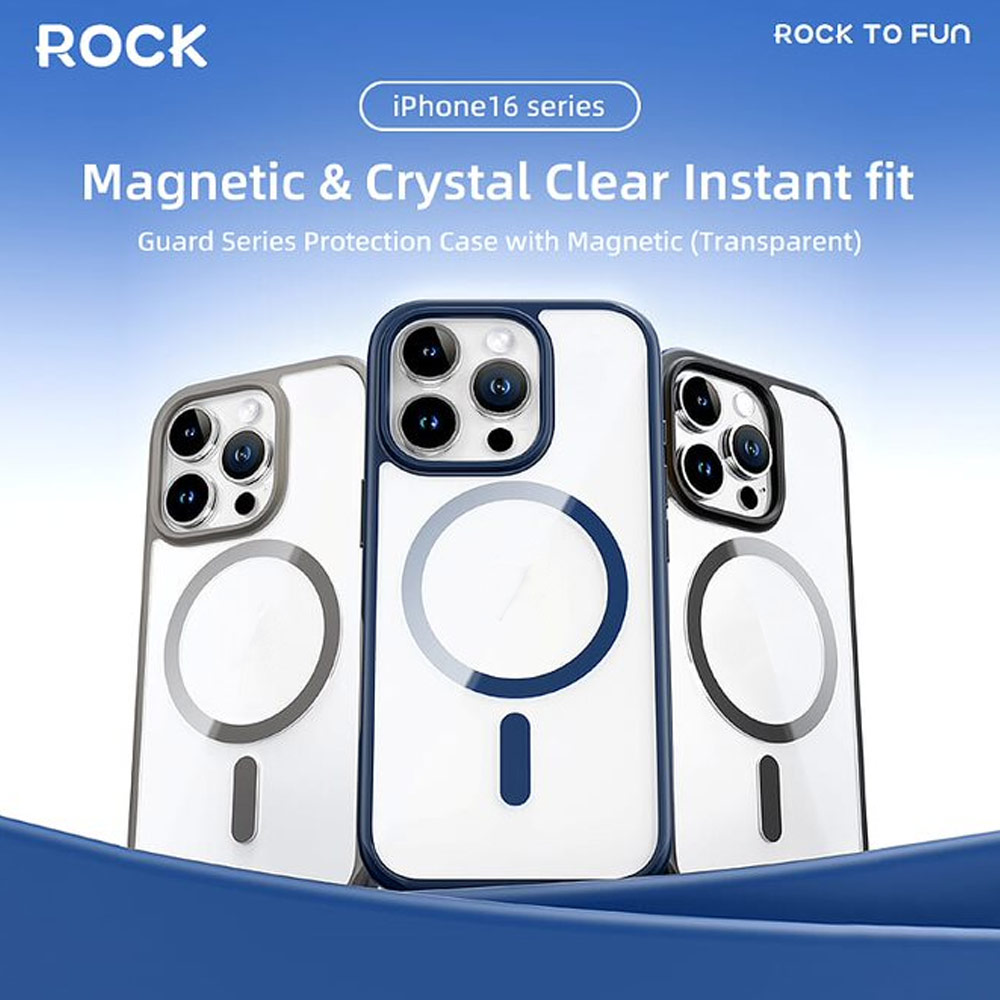 Picture of Apple iPhone 16 Pro Max 6.9 Case | Rock Guard Clear Transparent Magsafe Compatible Drop Protection Case for iPhone 16 Pro Max 6.9 (Clear Black)