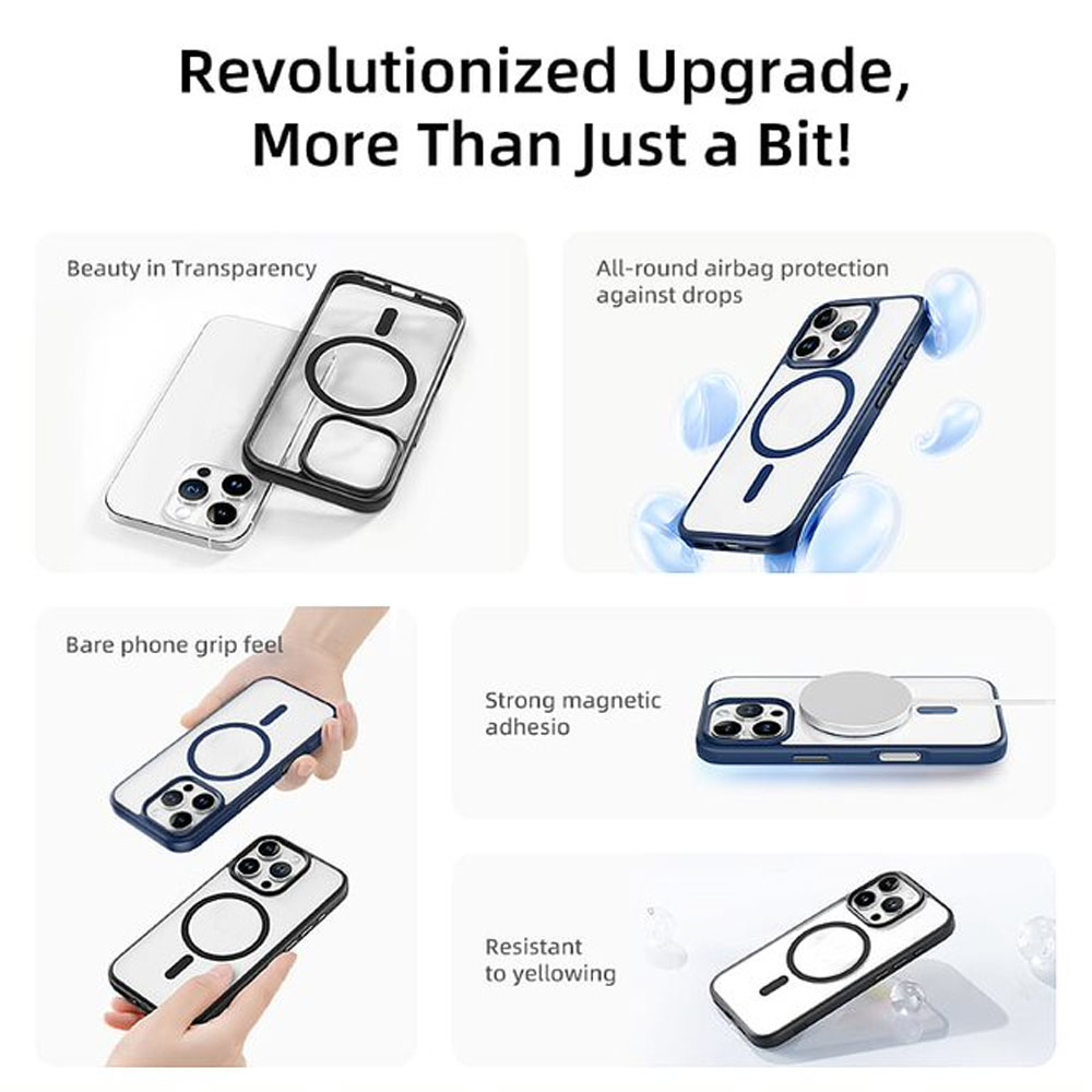 Picture of Apple iPhone 16 Pro Max 6.9 Case | Rock Guard Clear Transparent Magsafe Compatible Drop Protection Case for iPhone 16 Pro Max 6.9 (Clear Black)