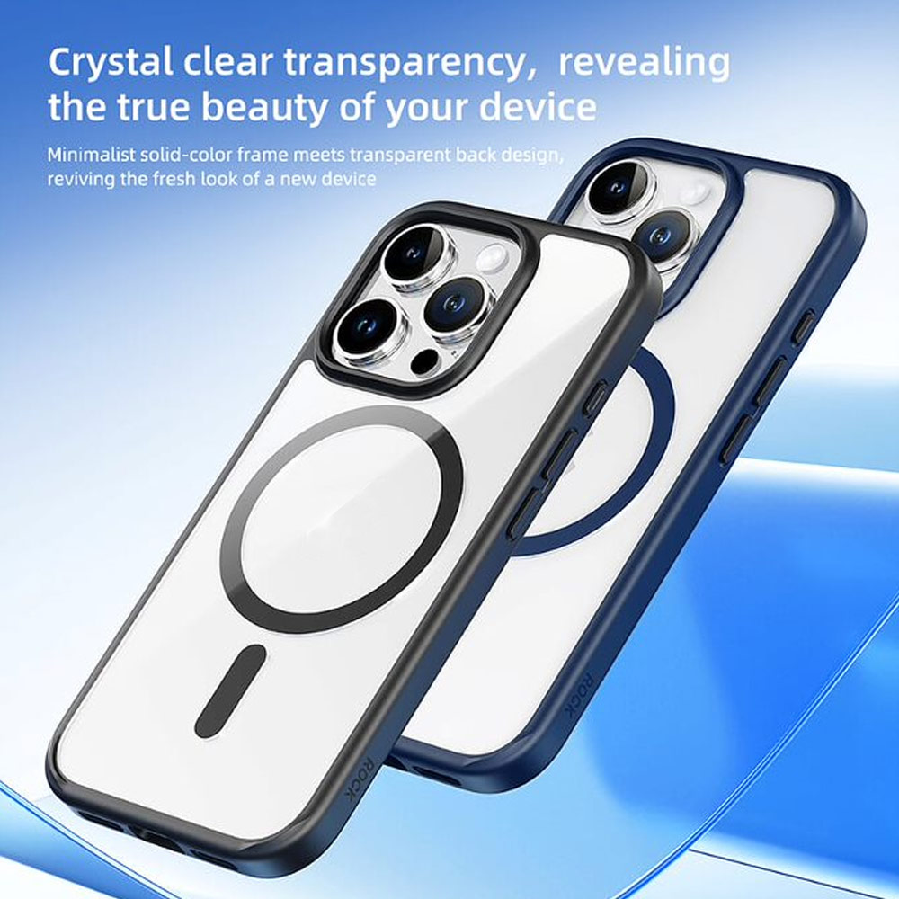 Picture of Apple iPhone 16 Pro Max 6.9 Case | Rock Guard Clear Transparent Magsafe Compatible Drop Protection Case for iPhone 16 Pro Max 6.9 (Clear Black)