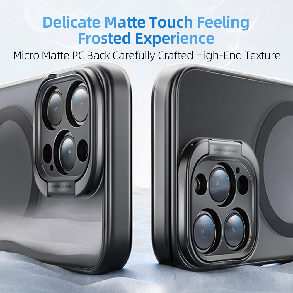 Picture of Apple iPhone 15 Pro Max 6.7 Case | Rock Guard Foldable Lens Bracket Kickstand Magnetic Drop Protection Case for iPhone 15 Pro Max 6.7 (Grey)