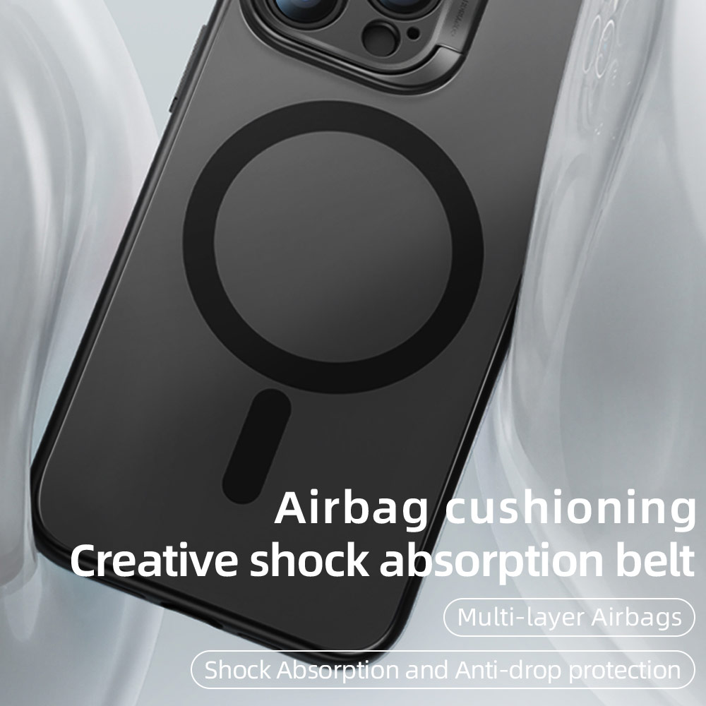 Picture of Apple iPhone 15 Pro Max 6.7 Case | Rock Guard Foldable Lens Bracket Kickstand Magnetic Drop Protection Case for iPhone 15 Pro Max 6.7 (Grey)