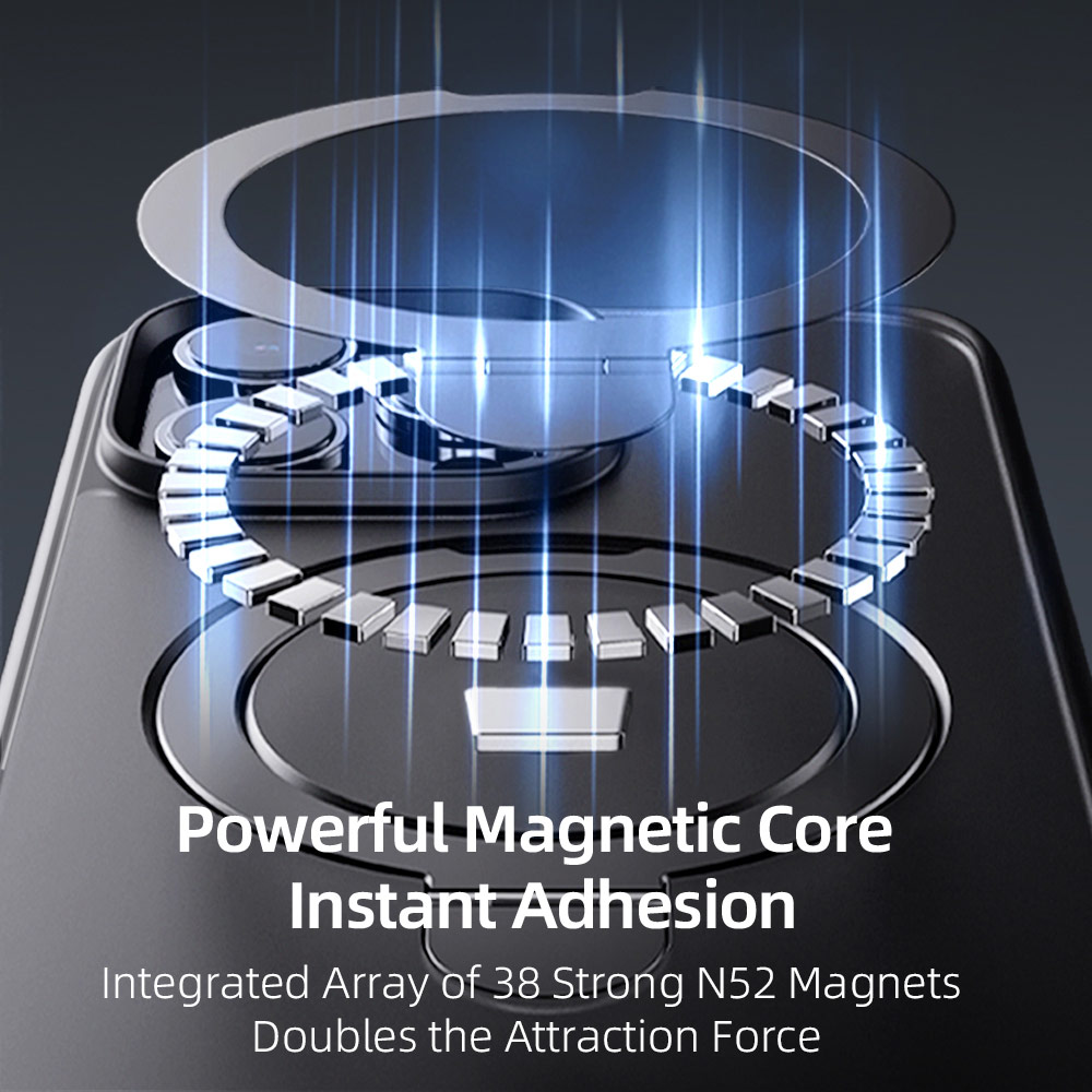 Picture of Apple iPhone 15 Pro Max 6.7 Case | Rock Guard Magnetic Foldable Ring Stand Drop Protection Case for iPhone 15 Pro Max 6.7 (Matte Titanium Blue)