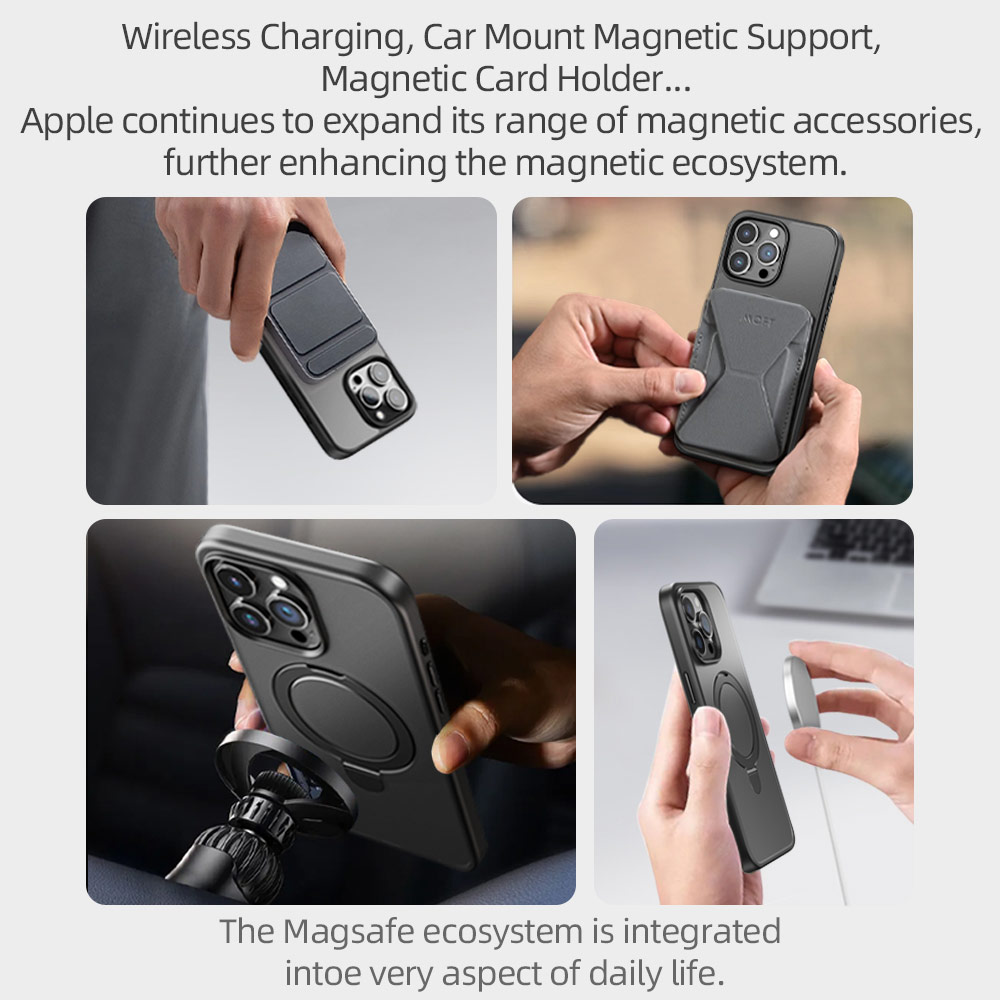 Picture of Apple iPhone 15 Pro Max 6.7 Case | Rock Guard Magnetic Foldable Ring Stand Drop Protection Case for iPhone 15 Pro Max 6.7 (Matte Titanium Blue)