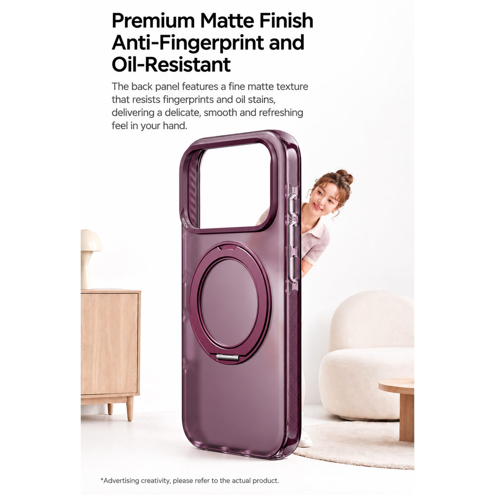 Picture of Apple iPhone 18 Pro Case | ROCK Guard Touch Rotating Series Magnetic Protection Case with Stand for iPhone 18 Pro 17 Pro (Matte Burgundy)