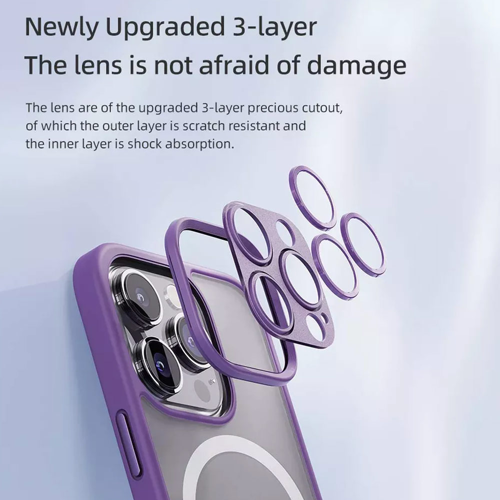 Picture of Apple iPhone 14 Pro Max 6.7 Case | Rock Guard Touch Lens Protection Anti Finger Print Drop Protection Magsafe Compatible Case for iPhone 14 Pro Max 6.7 (Matte Purple)