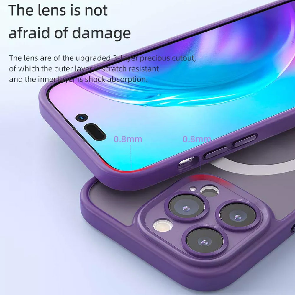 Picture of Apple iPhone 14 Pro Max 6.7 Case | Rock Guard Touch Lens Protection Anti Finger Print Drop Protection Magsafe Compatible Case for iPhone 14 Pro Max 6.7 (Matte Purple)