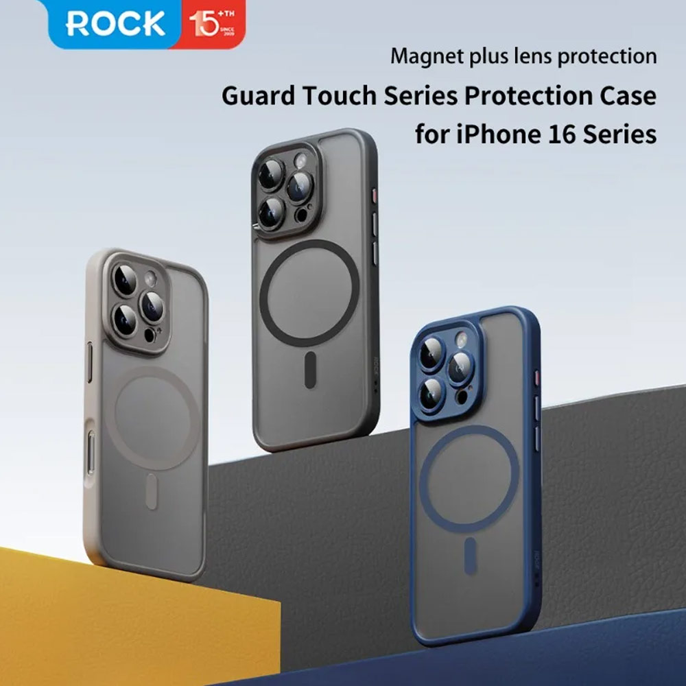 Picture of Apple iPhone 16 Pro 6.3 Case | Rock Guard Touch Lens Protection Anti Finger Print Drop Protection Magsafe Compatible Case for iPhone 16 Pro 6.3 (Matte Blue)