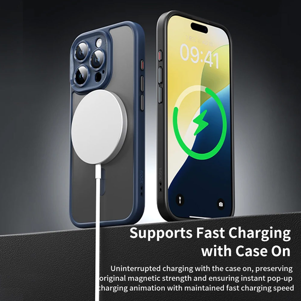 Picture of Apple iPhone 16 Pro 6.3 Case | Rock Guard Touch Lens Protection Anti Finger Print Drop Protection Magsafe Compatible Case for iPhone 16 Pro 6.3 (Matte Blue)