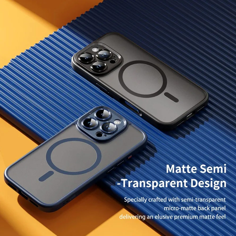 Picture of Apple iPhone 16 Pro 6.3 Case | Rock Guard Touch Lens Protection Anti Finger Print Drop Protection Magsafe Compatible Case for iPhone 16 Pro 6.3 (Matte Blue)