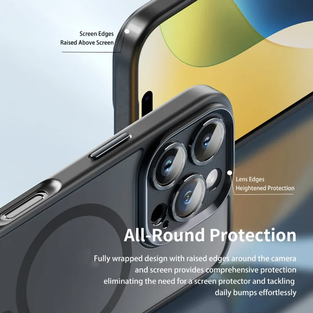 Picture of Apple iPhone 16 Pro 6.3 Case | Rock Guard Touch Lens Protection Anti Finger Print Drop Protection Magsafe Compatible Case for iPhone 16 Pro 6.3 (Matte Blue)