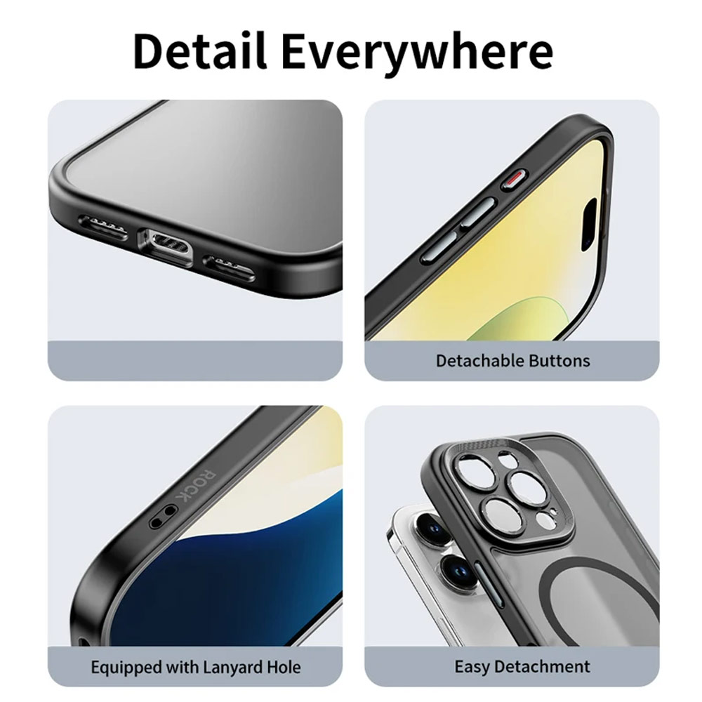 Picture of Apple iPhone 16 Pro 6.3 Case | Rock Guard Touch Lens Protection Anti Finger Print Drop Protection Magsafe Compatible Case for iPhone 16 Pro 6.3 (Matte Blue)