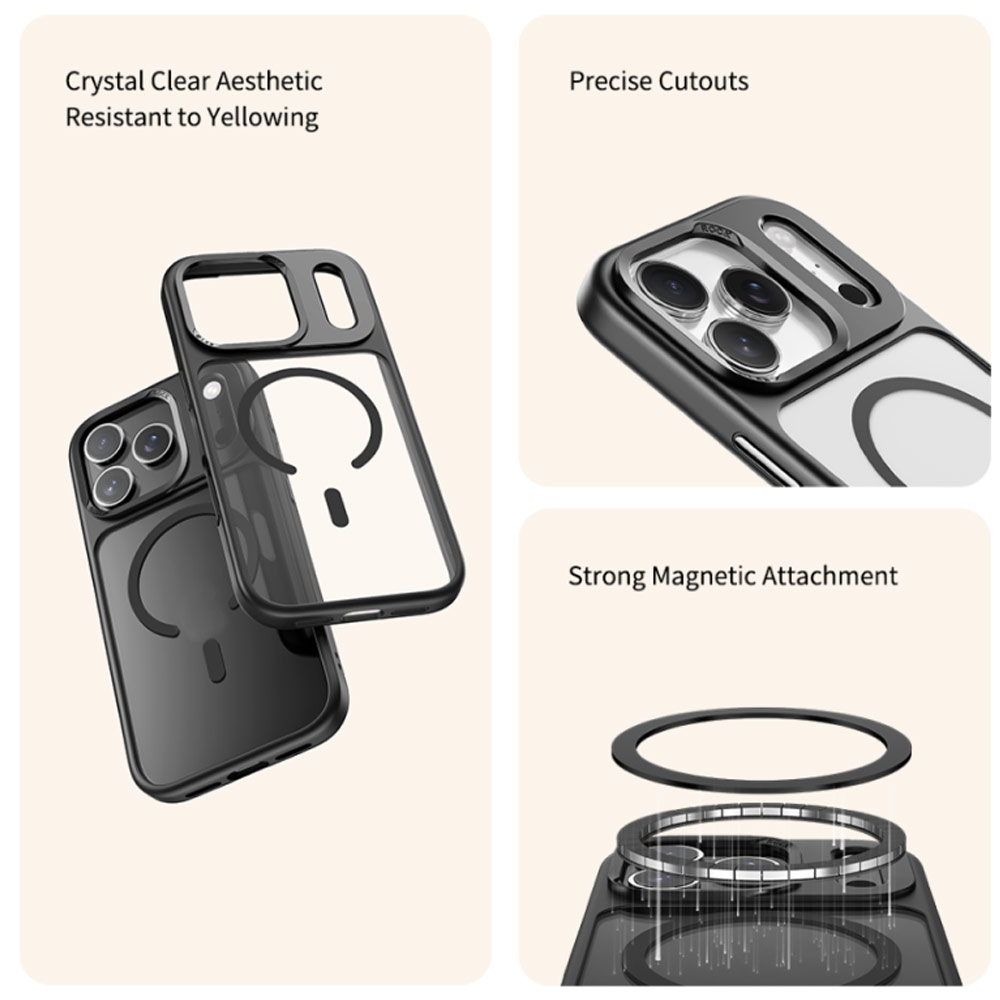 Picture of Apple iPhone 17 Pro Max 6.9 Case | Rock Guard Transparent Magnetic Anti Drop Protection Case for iPhone 17 Pro Max 6.9 (Grey)