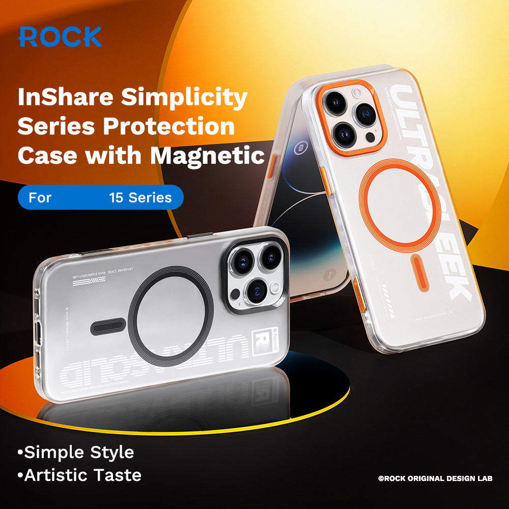 Picture of Apple iPhone 15 Pro Max 6.7 Case | Rock Inshare Artistic Young Stylish Color Magnetic Drop Protection Case for iPhone 15 Pro Max 6.7 (Orange)