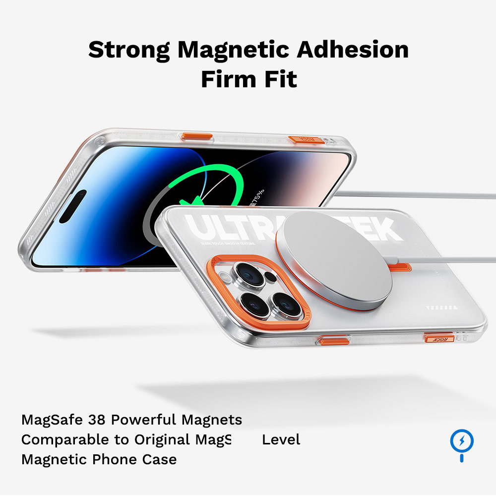 Picture of Apple iPhone 15 Pro Max 6.7 Case | Rock Inshare Artistic Young Stylish Color Magnetic Drop Protection Case for iPhone 15 Pro Max 6.7 (Orange)