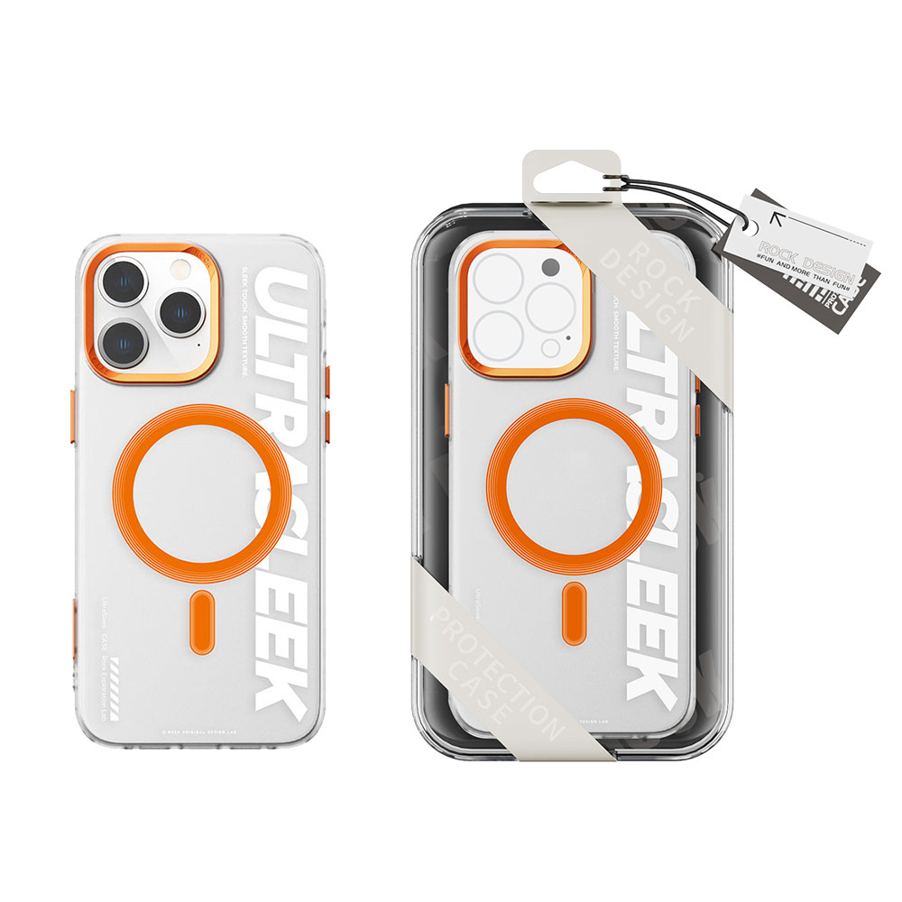 Picture of Apple iPhone 15 Pro Max 6.7 Case | Rock Inshare Artistic Young Stylish Color Magnetic Drop Protection Case for iPhone 15 Pro Max 6.7 (Orange)