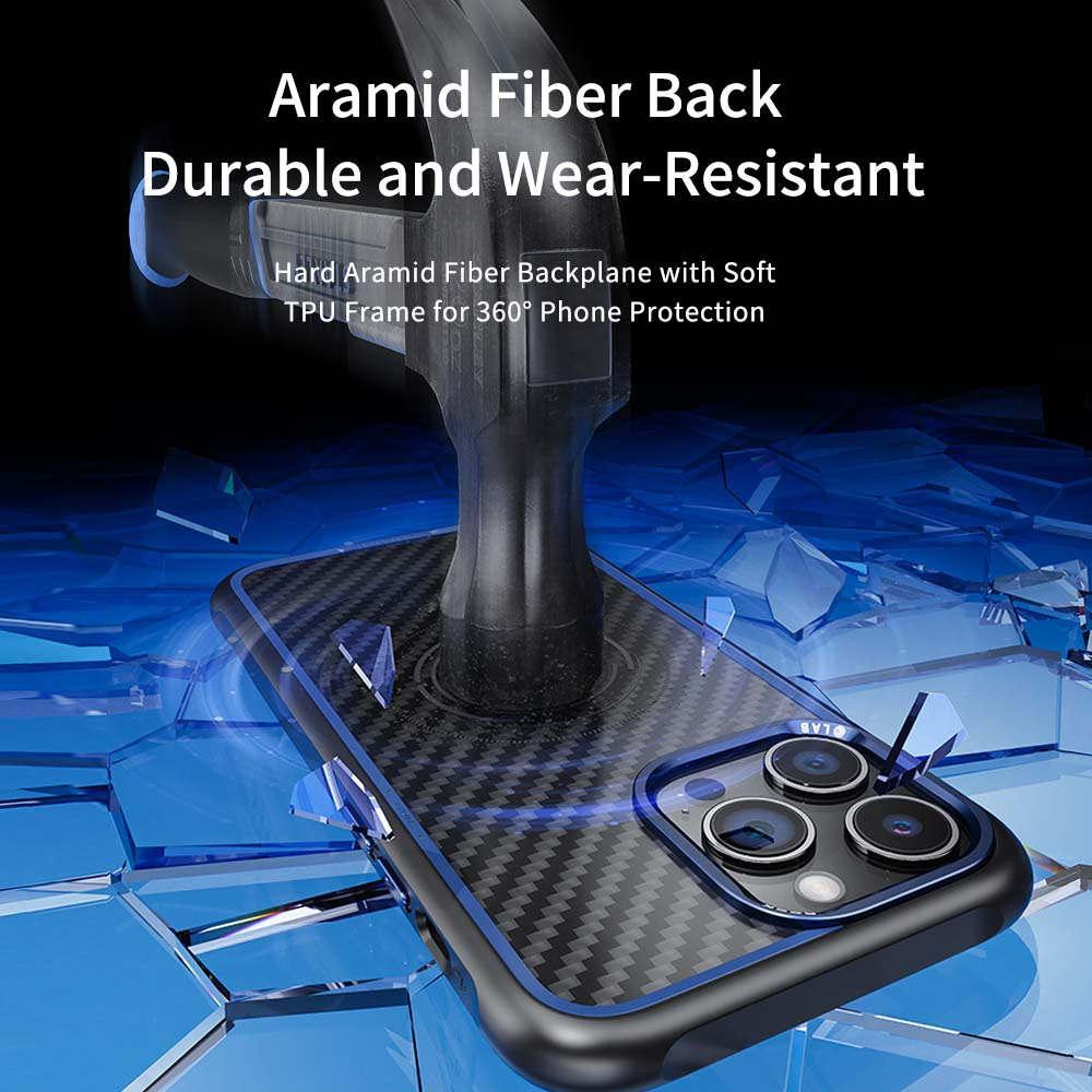 Picture of Apple iPhone 15 Pro Max 6.7 Case | Rock Kevlar Series Drop Protection Magsafe Compatible Case for iPhone 15 Pro Max 6.7 (Aramid Fiber Purple)