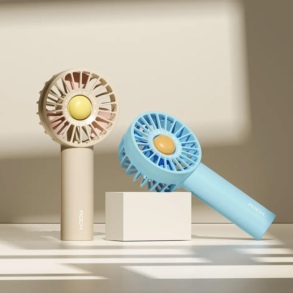 Picture of Rock 3 Speed Wind Force Portable Hold Handheld Mini Rechargeable Fan 1800mAh (Sky Blue)