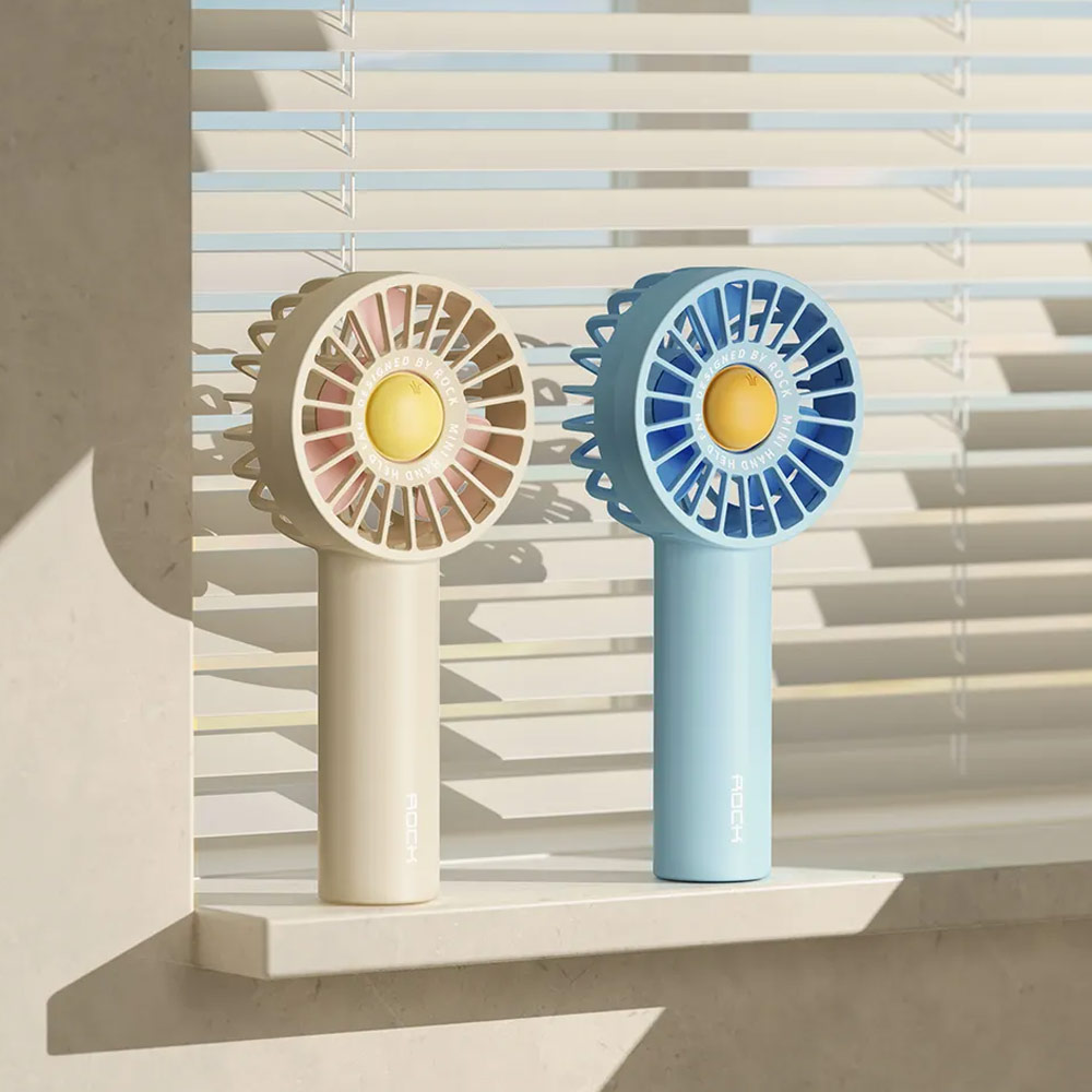 Picture of Rock 3 Speed Wind Force Portable Hold Handheld Mini Rechargeable Fan 1800mAh (Sky Blue)