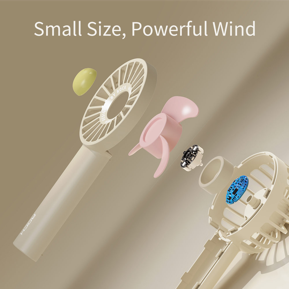 Picture of Rock 3 Speed Wind Force Portable Hold Handheld Mini Rechargeable Fan 1800mAh (Sky Blue)