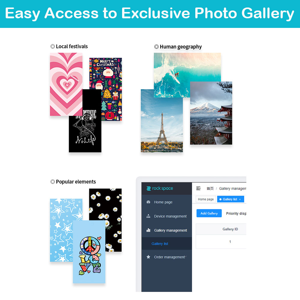 Picture of Rock Space DIY 自定 定制 设计 手机背膜 贴纸 DIY Customize High Quality Print Phone Skin Sticker for Multiple Phone Model with Multiple Photo Images Gallery or with Own Phone Text (Wording Collage)