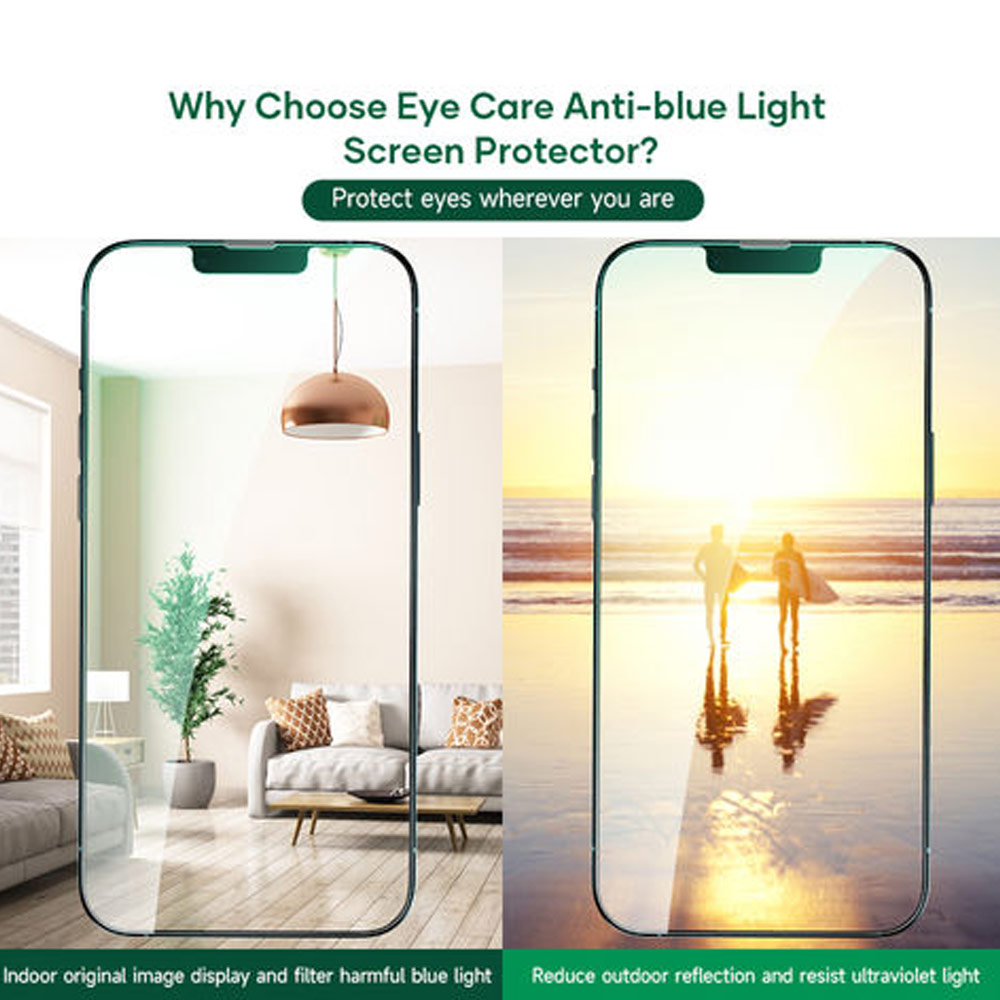 Picture of Apple iPhone 14 Pro Max 6.7  | Rock Space HD Full Coverage Tempered Glass with Dust Filter with Easy Installation Helper Tools for iPhone 14 Pro Max 6.7 (Anti Blue Light)