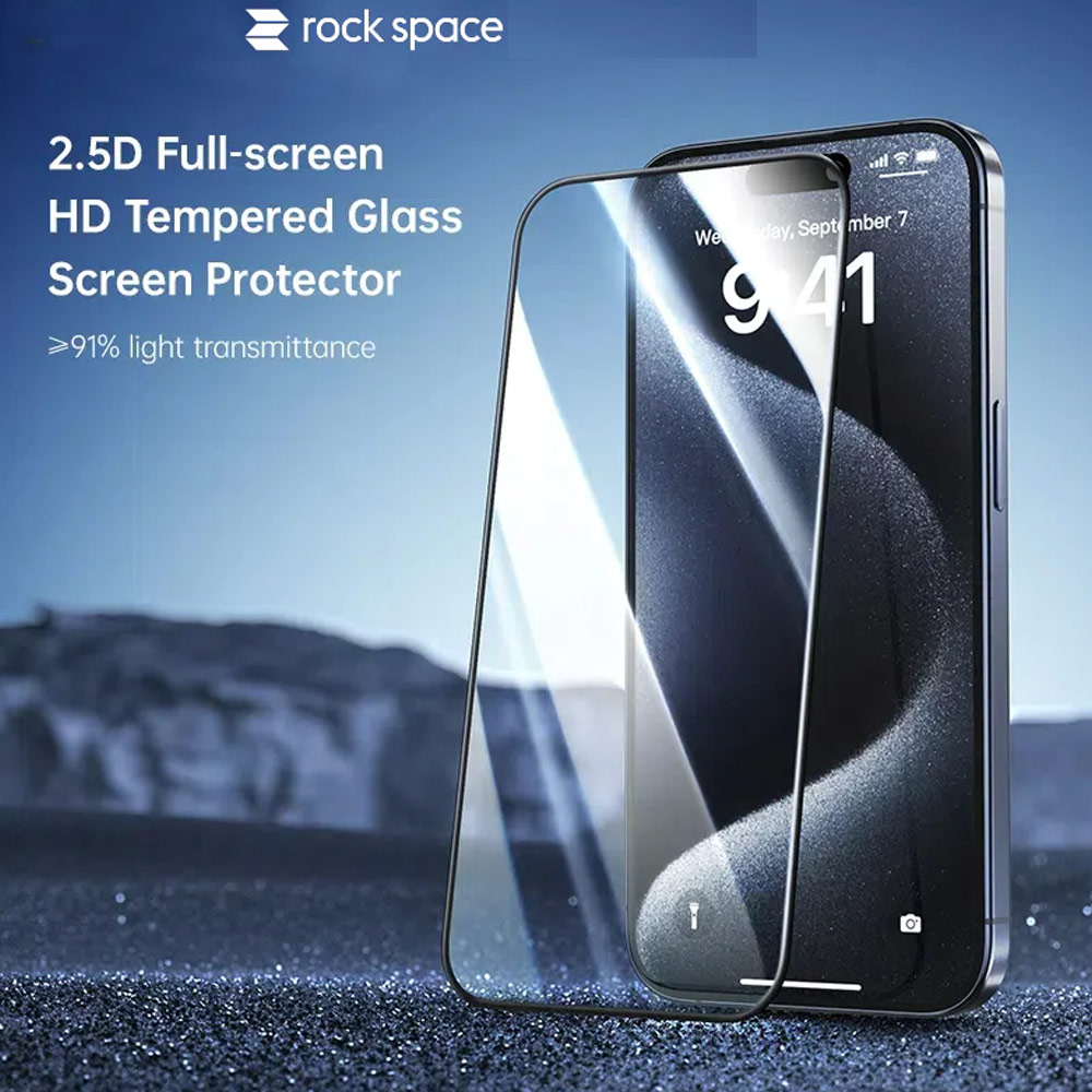 Picture of Apple iPhone 16 Pro Max 6.9  | Rock Space HD Full Coverage Tempered Glass for iPhone 16 Pro Max 6.9 (Clear)