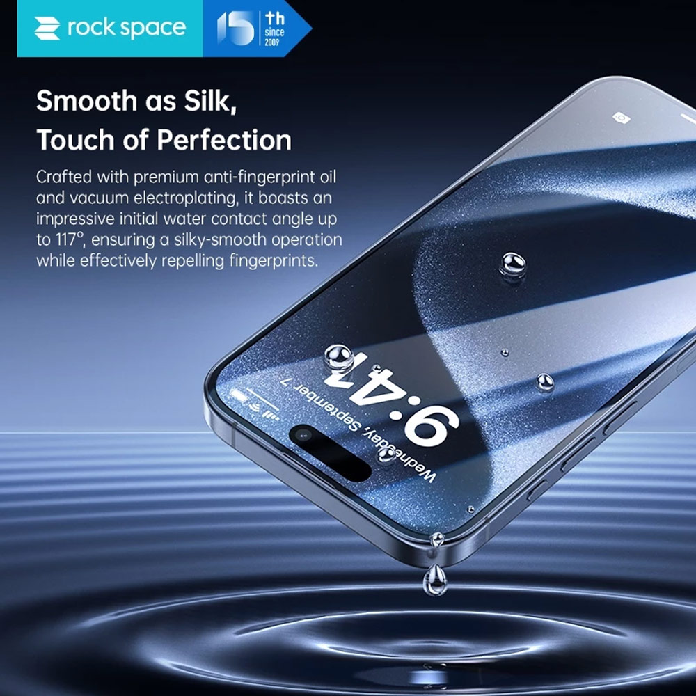 Picture of Apple iPhone 16 Pro Max 6.9  | Rock Space HD Full Coverage Tempered Glass for iPhone 16 Pro Max 6.9 (Clear)