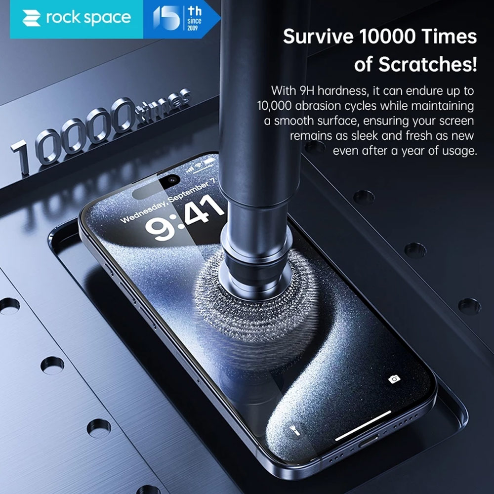Picture of Apple iPhone 16 Pro Max 6.9  | Rock Space HD Full Coverage Tempered Glass for iPhone 16 Pro Max 6.9 (Clear)