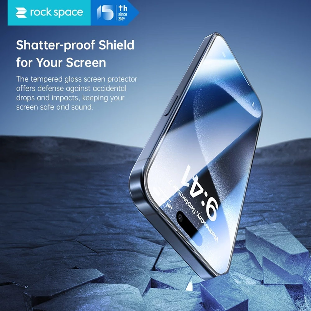 Picture of Apple iPhone 16 Pro Max 6.9  | Rock Space HD Full Coverage Tempered Glass for iPhone 16 Pro Max 6.9 (Clear)