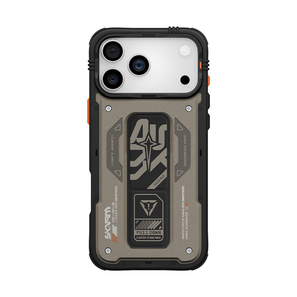 Picture of Apple iPhone 17 Pro 6.3 Case | Skinarma Aegis Magcharge Grip Stand Droop Protection Case for iPhone 17 Pro 6.3 (Grey)