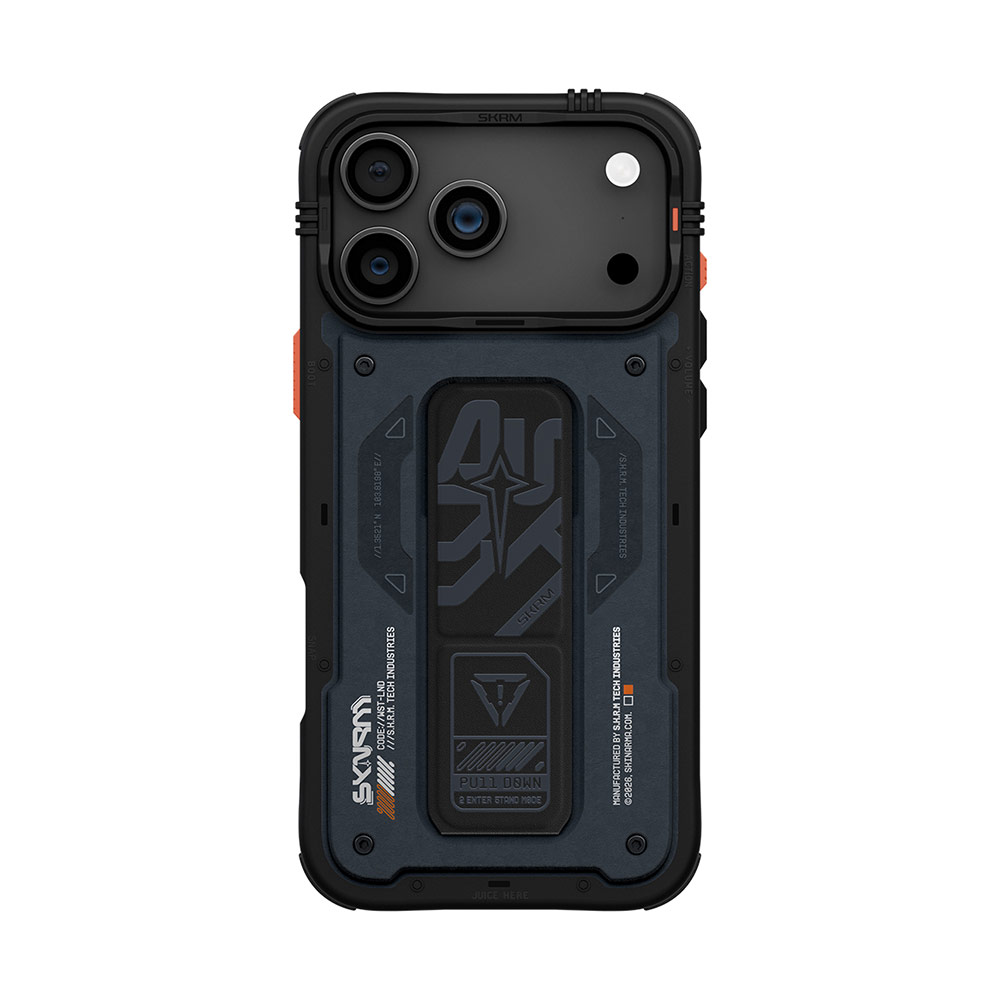 Picture of Apple iPhone 17 Pro 6.3 Case | Skinarma Aegis Magcharge Grip Stand Droop Protection Case for iPhone 17 Pro 6.3 (Navy)