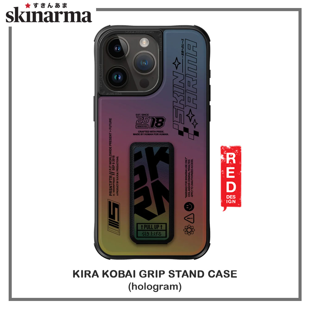 Picture of Apple iPhone 15 Pro Max 6.7 Case | Skinarma Magnetic Charge Kickstand Grip Stand Drop Protection Case for iPhone 15 Pro Max 6.7 (Kira Kobai Hologram)