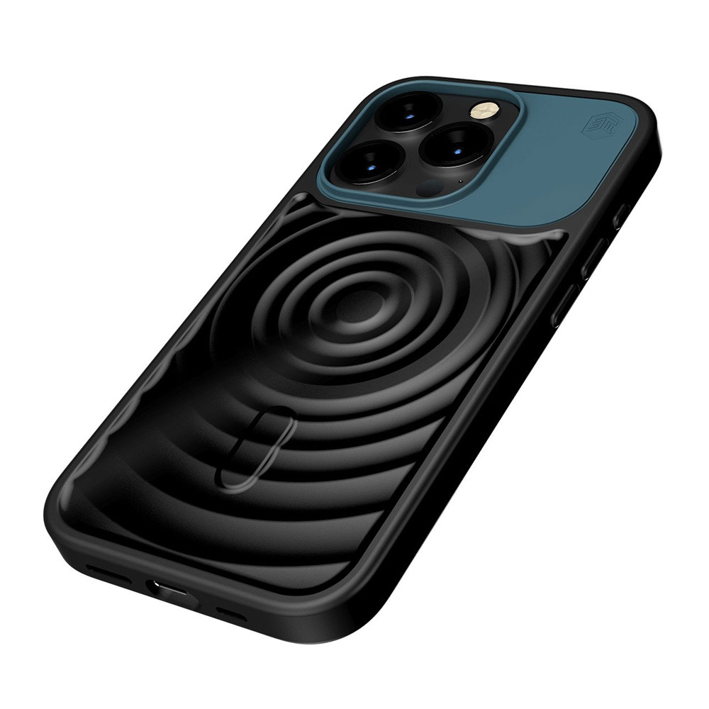 Picture of Apple iPhone 15 Pro Max 6.7 Case | STM Reawaken Ripple Drop Magnetic Protection Case for iPhone 15 Pro Max 6.7 (Solid Black Atlantic)