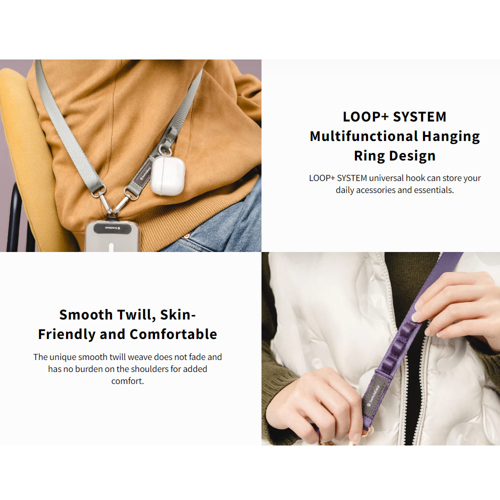 Picture of Switcheasy Easy Strap with Multiple Hang Design Crossbody Lanyard Shoulder Holder Card Link Adjustable Strap for any closed-bottom phone case (British Lavender Purple)