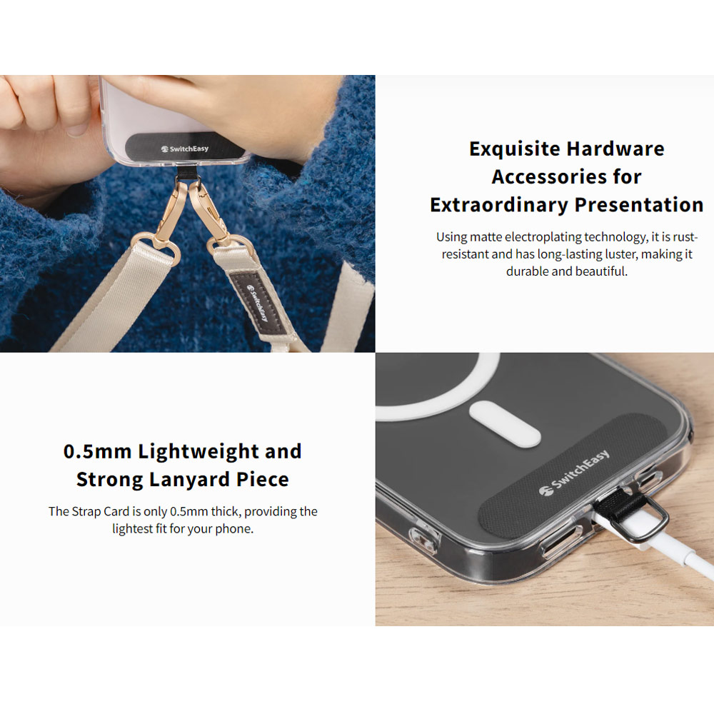 Picture of Switcheasy Easy Strap with Multiple Hang Design Crossbody Lanyard Shoulder Holder Card Link Adjustable Strap for any closed-bottom phone case (British Lavender Purple)