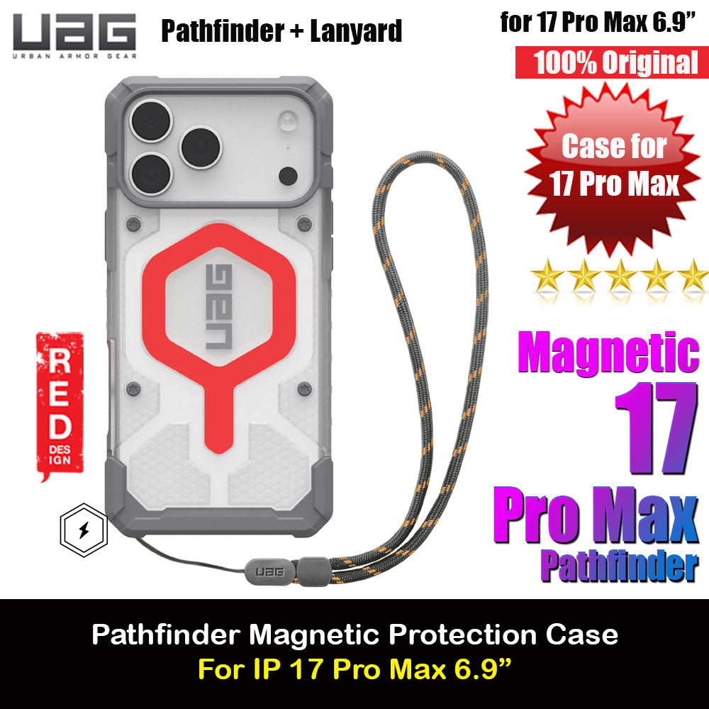 Picture of UAG Pathfinder Magsafe Compatible Drop Proof Clear Case with Lanyard for iPhone 17 Pro Max 6.9 (Active Lava) Apple iPhone 17 Pro Max 6.9- Apple iPhone 17 Pro Max 6.9 Cases, Apple iPhone 17 Pro Max 6.9 Covers, iPad Cases and a wide selection of Apple iPhone 17 Pro Max 6.9 Accessories in Malaysia, Sabah, Sarawak and Singapore 