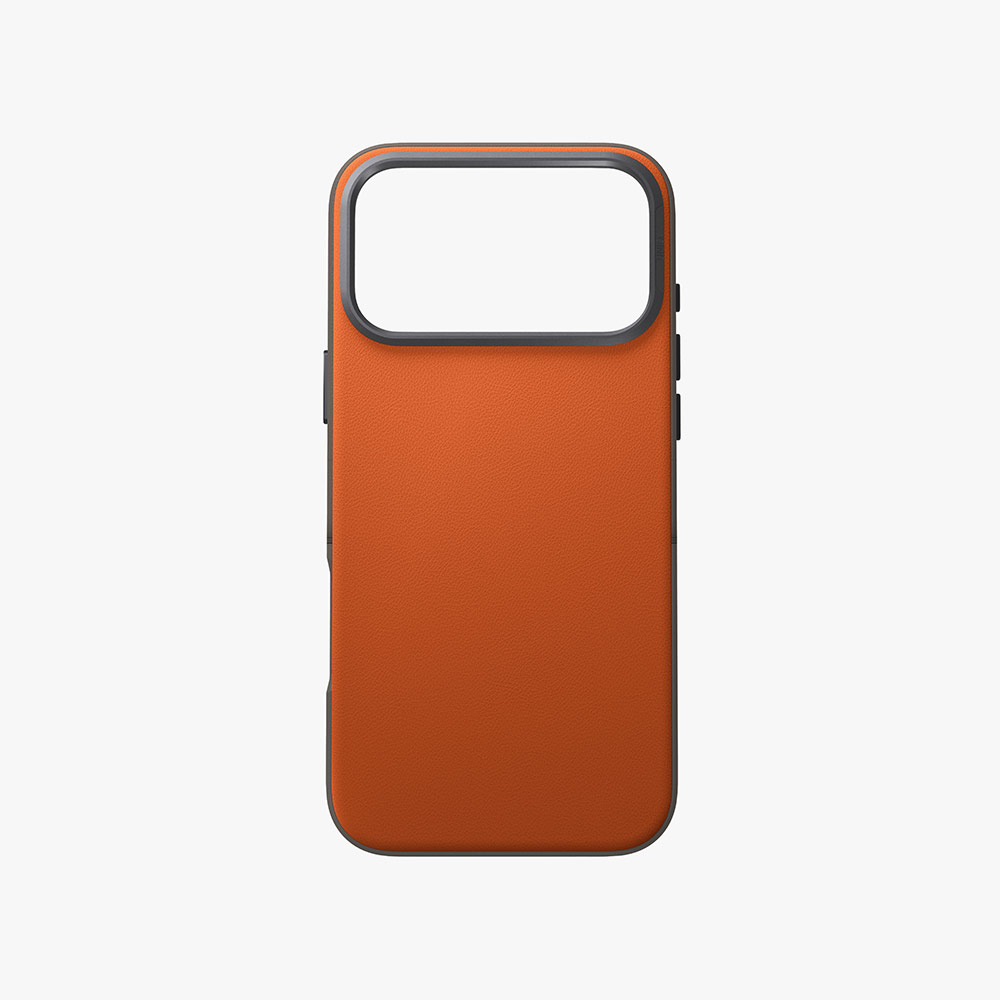 Picture of Apple iPhone 17 Pro 6.3 Case | Uniq Lyden DS Premium Leatherette Magclick Protection Case for iPhone 17 Pro 6.3 (Flamed Orange)